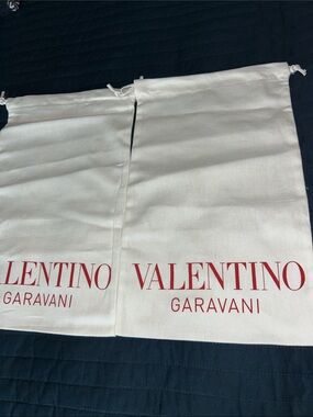 Valentino Garavani Ivory Canvas Dust Bags with Red Logo